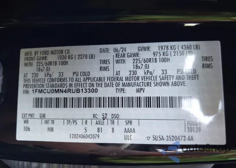 2024 Ford Escape St-Line z USA, uszkodzony, nr VIN 1FMCU0MN4RUB13300